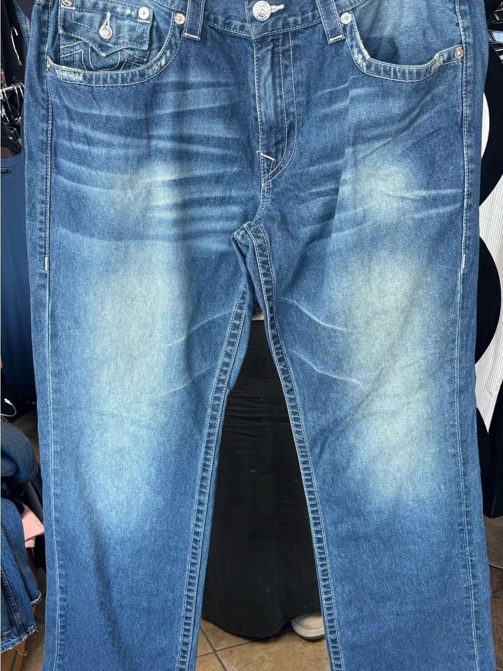 True Religion Men's Medium Blue Washed Relaxed Jeans
